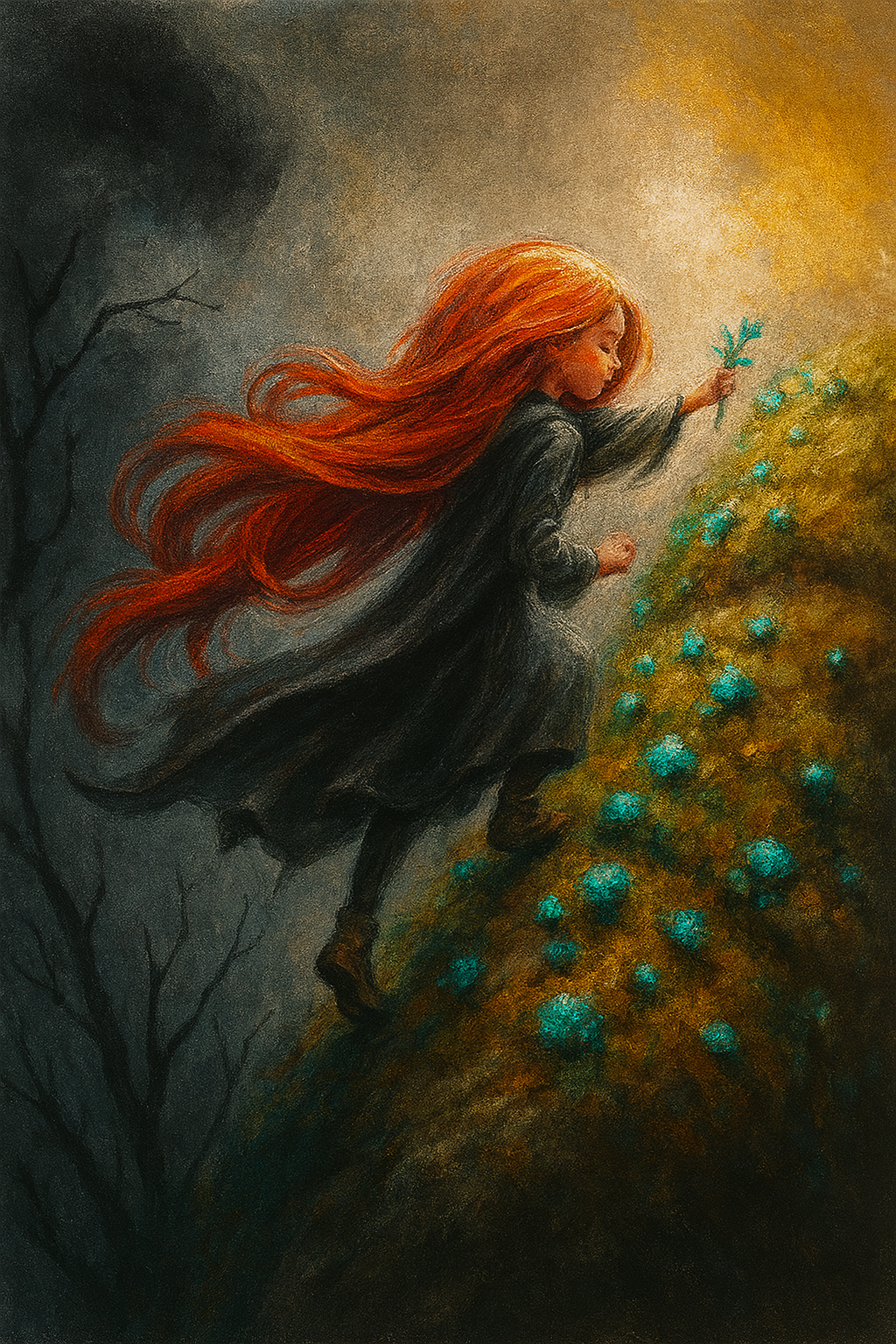 Illustrasjonen er forbedret i AI basert på mitt eget maleri